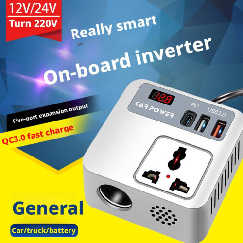 Inversor de carro 200W DC12V/24V para AC110V/220V com display LED 2