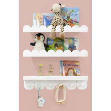 Étagères murales pour enfants avec crochets, lot de 3, 40 cm (16 pouces)