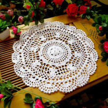 Set de table rond en coton fait main avec dentelle, 27,4 cm de diamètre, 1 pièce