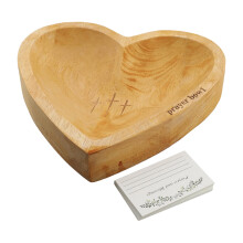 Heart Wooden Prayer Bowl with 25 Blessing Cards
