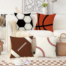 Lot de 4 housses de coussin sport 18x18 pouces – Basketball,