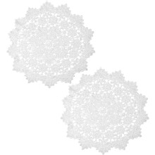 Lace doilies round 35cm 2 pcs vintage white floral