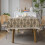 Beige floral linen tablecloth 140x180cm rectangle 1