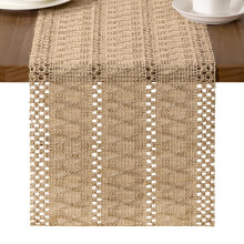 Chemin de table en toile de jute de 122 cm (48 po) – Style bohème champêtre