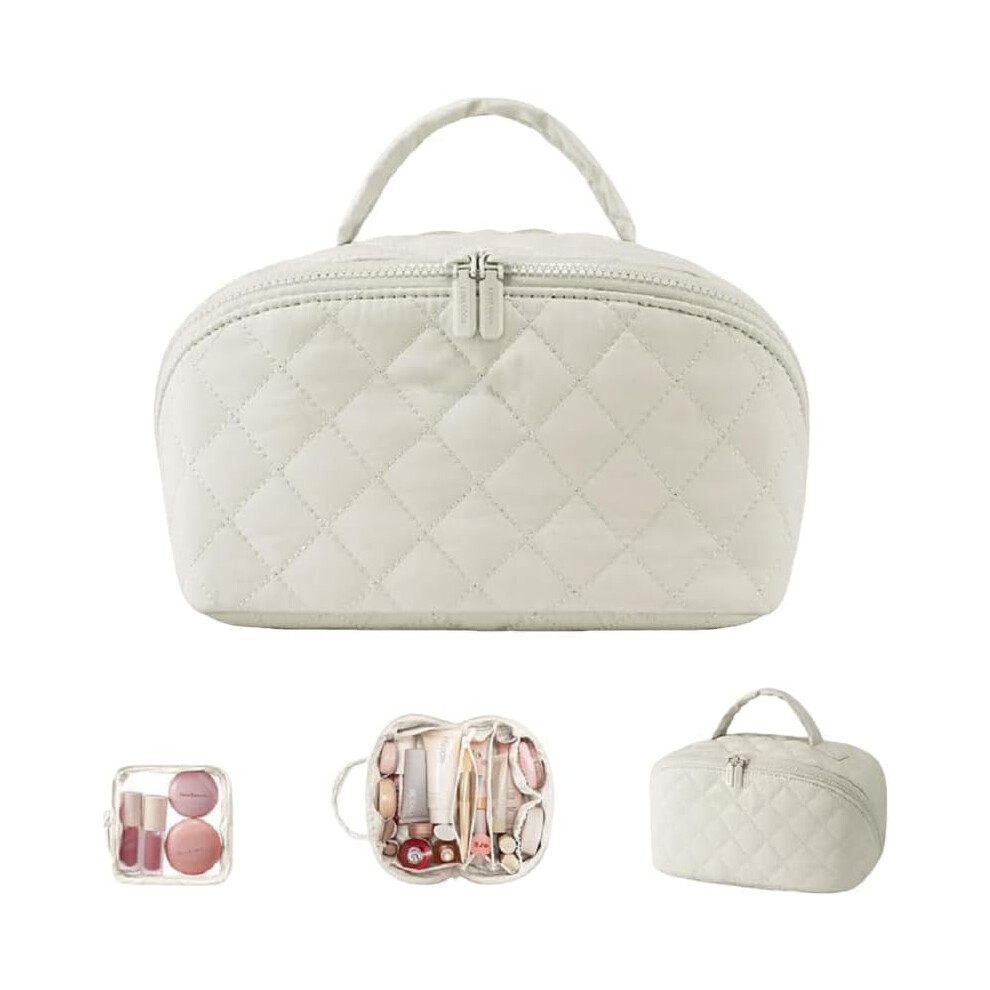 Quilted Makeup Bag Waterproof Cosmetic Organizer 2 pcs