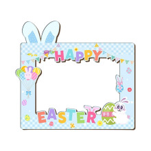 Cadre photo en bois de Pâques avec motif lapin et œuf