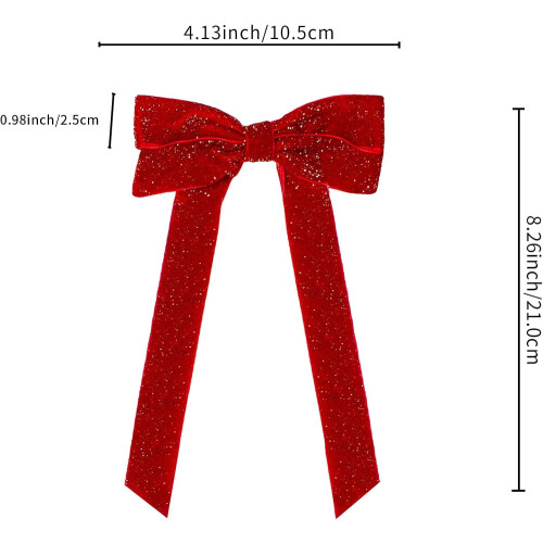 Laços de Natal de Veludo Vermelho 8,5 x 4,1 polegadas 1