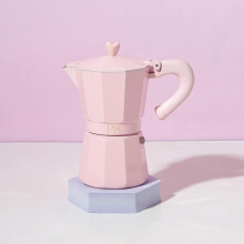 Cafetera espresso para estufa, color rosa, 6 tazas, estilo italiano.