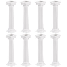 Suporte para bolo em formato de coluna romana, plástico branco, 8 peças