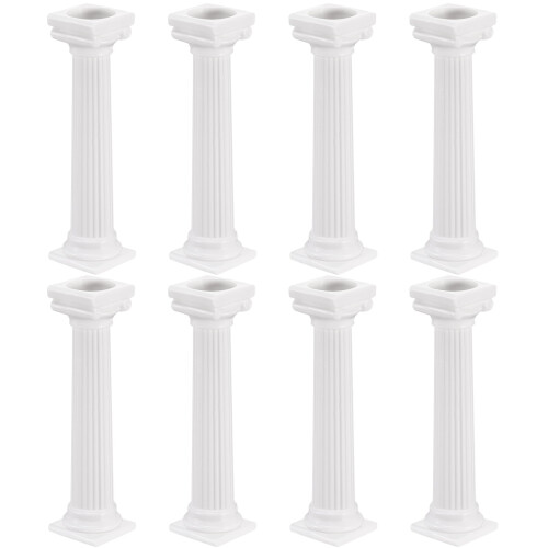 Romeinse zuil taartstandaard wit plastic 8 stuks