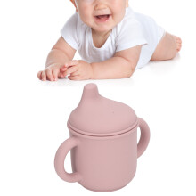 Auslaufsicherer Lernbecher Silikon Rosa für Babys