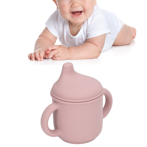 Auslaufsicherer Lernbecher Silikon Rosa für Babys