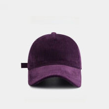 (Purple)Casquette velours côtelé coton avec grand bord et taille réglable pour automne printemps et