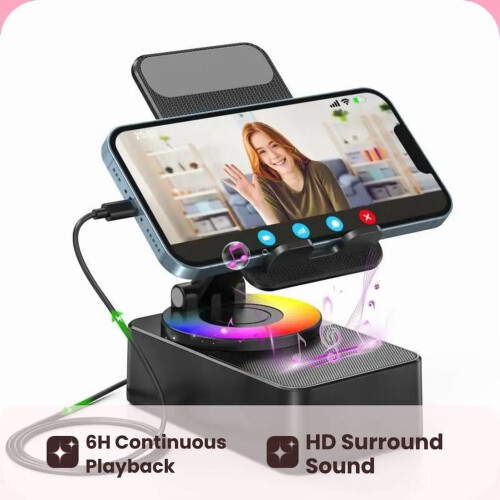 Wireless Bluetooth Speaker with Foldable Phone Stand 1