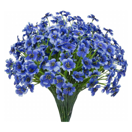 12pcs Blue Artificial Roses – UV Resistant, Outdoor & 1