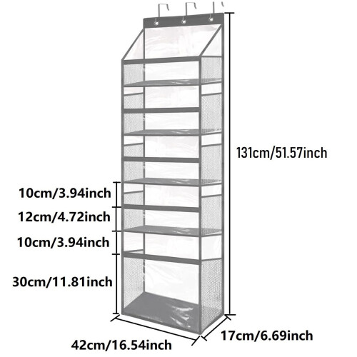 Scaffale portaoggetti trasparente a 6 ripiani, grigio, 42 x 131 cm 1