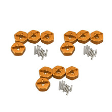 3X Aluminum Alloy 12mm Combiner Wheel Hub Hex Adapter Upgrades for 144001 1/14 RC Car Spare Parts,Yellow
