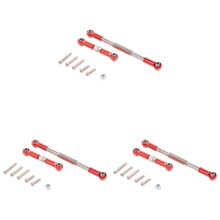 3X RC Steering Rod CNC Machining Steering Linkage Rod Set for WPL 1608T RC Truck RC Steering Linkage Set,Red