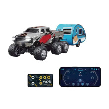 Mini RC Truck v měřítku 1/64 s přívěsem, 2,4 GHz a aplikací