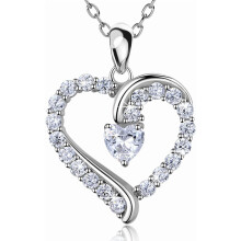 Herzkette für Damen, 925er Sterlingsilber, Geburtsstein