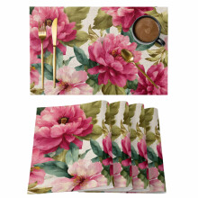 Red Floral Placemats 13x19in Set of 12