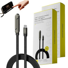 240W flettet USB-C ladekabel med sammenleggbart stativ, 1,5 meter
