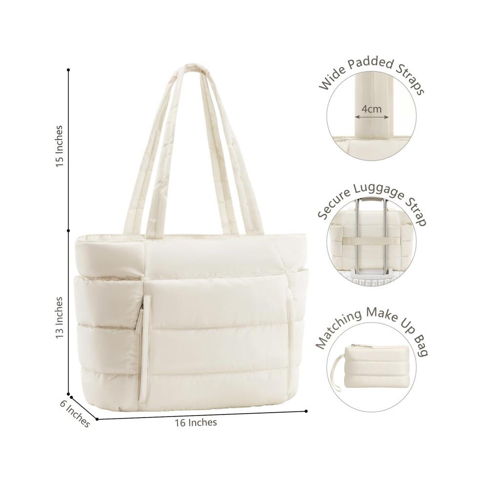 Puffer Tote Bag for Women Quilted Lightweight 15.6-inch