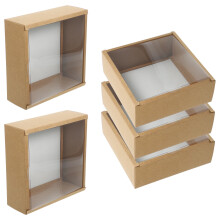 5 Bhosca Bronntanais le Clúdach Glan – Páipéar & PVC, 7.86x7.66x2.75