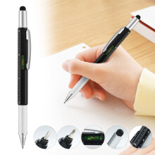 Stylo multifonction avec règle et tournevis noir