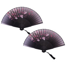 2 Japanse zijden vouwwaaiers – Paarse decoratieve waaiers