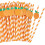 Orange stribede papirsugerør 50 stk. 1