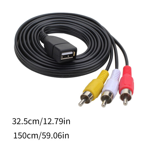 Θηλυκό USB σε 3RCA αρσενικό προσαρμογέα σύνθετου βίντεο HDTV μετατροπέας καλωδίου 2