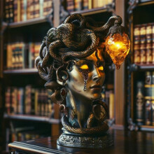 Medusa buste bureaulamp van hars – Verstelbare artistieke tafellamp