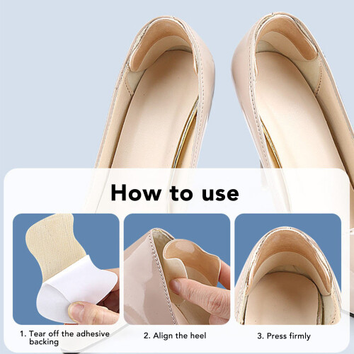 4 Pairs Apricot Moon Shaped Heel Cushions Soft Self-Adhesive Inserts 2