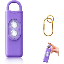 Personal Safety Alarm Rechargeable Purple Keychain with LED