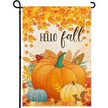 Pumpkin Leaf Garden Flag 12x18 Inch Double-Sided