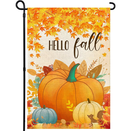 Pumpkin Leaf Garden Flag 12x18 Inch Double-Sided
