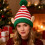 Bonnet de lutin de Noël – Bonnet rayé tricoté avec pompon 1