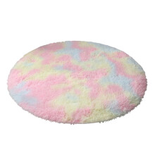 Solmuvärjätty pyöreä villamatto – liukumaton taidematto, 60 cm