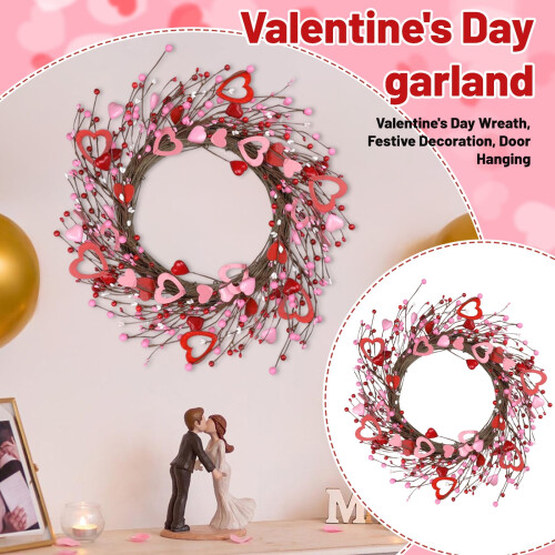 Artificial Heart Twig Wreath for Door or Wall