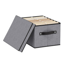 Linen Storage Bins with Lids 7.1 x 9.1 x 13 in Gray