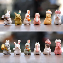 Mini figurine iepuri din rășină, 3,5 cm, 12 buc.