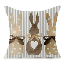 Housse de coussin lapin de Pâques 45x45cm imitation lin