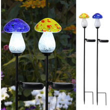 Lampes solaires champignon – Verre soufflé à la main, lot de 2