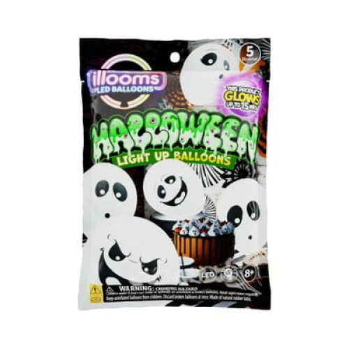 White Ghost Latex Balloons 5 Pack