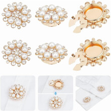 Rhinestone Button Covers Imitation Pearl 4 Pcs