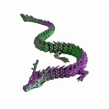Estatueta de Dragão Verde e Roxo 30cm Impressa em 3D 1 peça