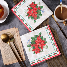 Weihnachtspapierservietten mit Weihnachtsstern-Motiv, 20er-Packung