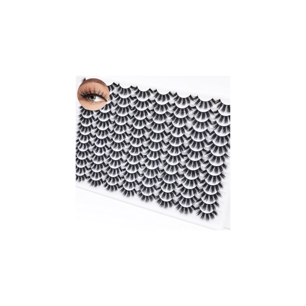 False Eyelashes Faux Mink 14mm Wispy 3D Cat Eye 48 Pairs