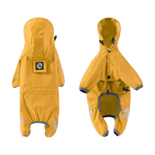 Imperméable jaune pour chien avec capuche L - Imperméable et réfléchissant